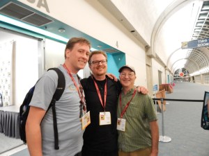 Me with zombie academic Brendan Riley (l) and The Zombie Autopsies author Steven Schlozman (r)